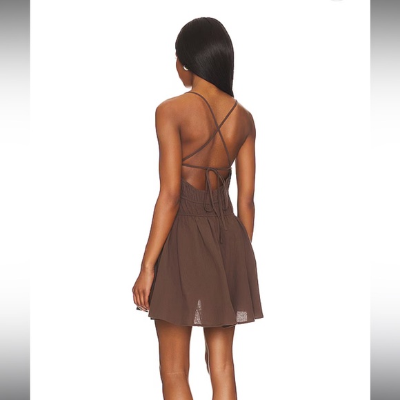 SYNDYS Tahlia Mini Dress in Chocolate - Picture 3 of 3